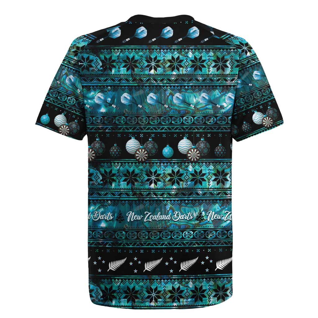 New Zealand Darts Christmas Rugby Jersey Merry Xmas Aotearoa Maori Paua Shell LT14 - Polynesian Pride