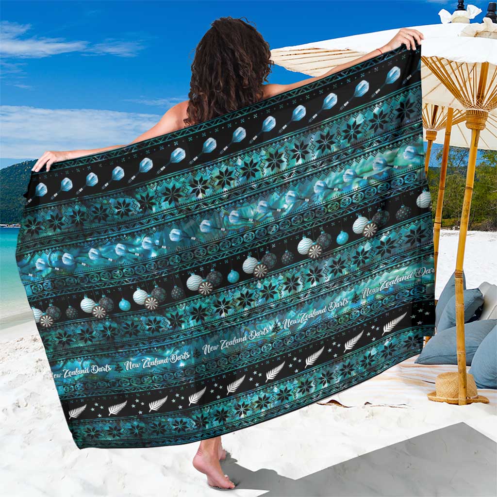 New Zealand Darts Christmas Sarong Merry Xmas Aotearoa Maori Paua Shell - Polynesian Pride
