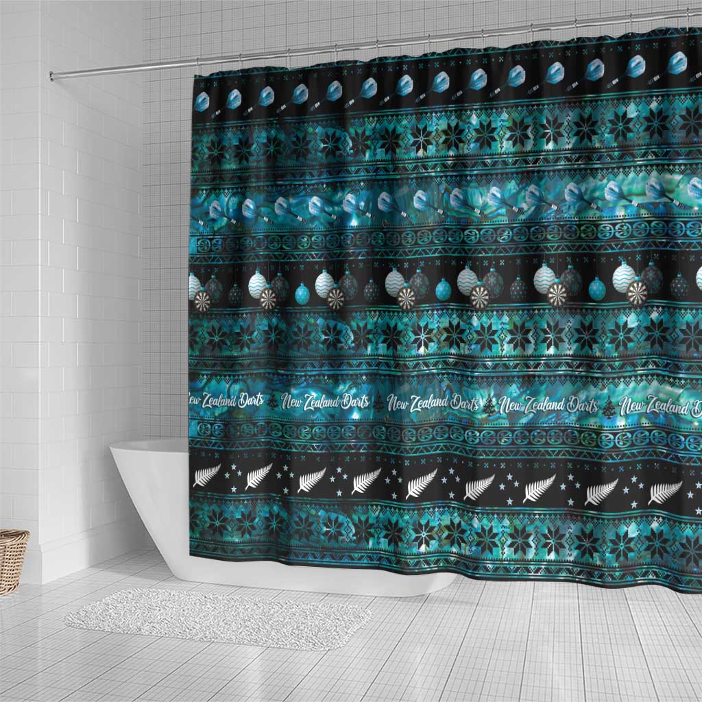 New Zealand Darts Christmas Shower Curtain Merry Xmas Aotearoa Maori Paua Shell LT14 - Polynesian Pride
