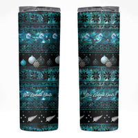 New Zealand Darts Christmas Skinny Tumbler Merry Xmas Aotearoa Maori Paua Shell LT14 Cyan - Polynesian Pride