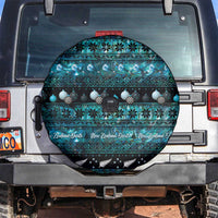 New Zealand Darts Christmas Spare Tire Cover Merry Xmas Aotearoa Maori Paua Shell LT14 Cyan - Polynesian Pride