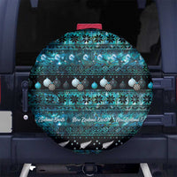 New Zealand Darts Christmas Spare Tire Cover Merry Xmas Aotearoa Maori Paua Shell LT14 No hole Cyan - Polynesian Pride