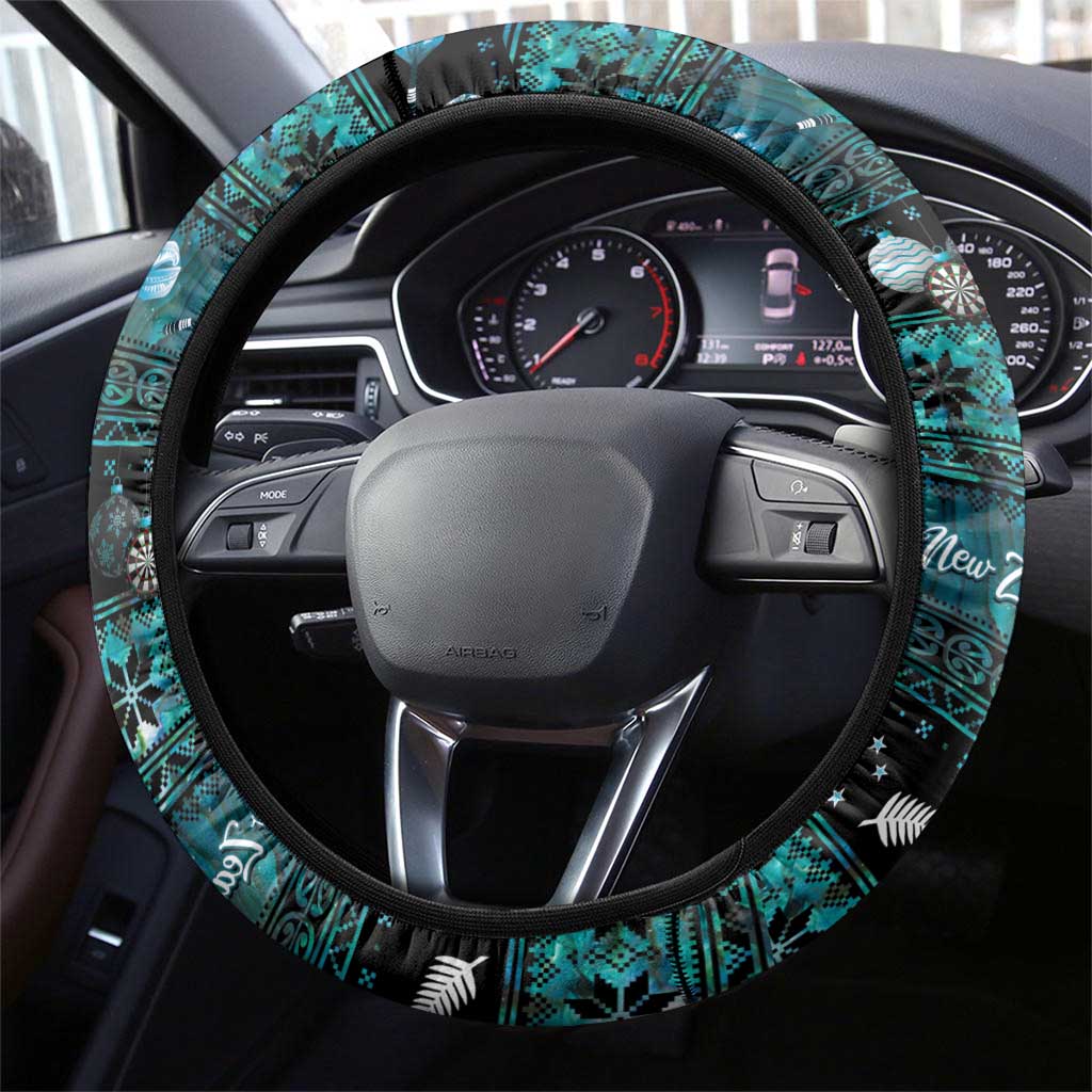 New Zealand Darts Christmas Steering Wheel Cover Merry Xmas Aotearoa Maori Paua Shell LT14 - Polynesian Pride