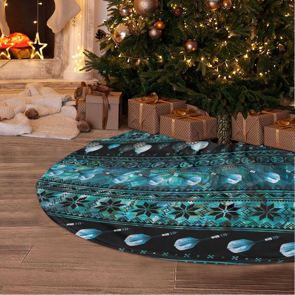 New Zealand Darts Christmas Tree Skirt Merry Xmas Aotearoa Maori Paua Shell - Polynesian Pride