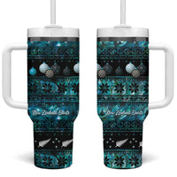 New Zealand Darts Christmas Tumbler With Handle Merry Xmas Aotearoa Maori Paua Shell LT14 One Size: 40 oz Cyan - Polynesian Pride
