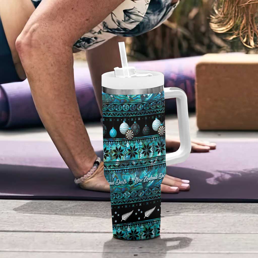 New Zealand Darts Christmas Tumbler With Handle Merry Xmas Aotearoa Maori Paua Shell LT14 - Polynesian Pride