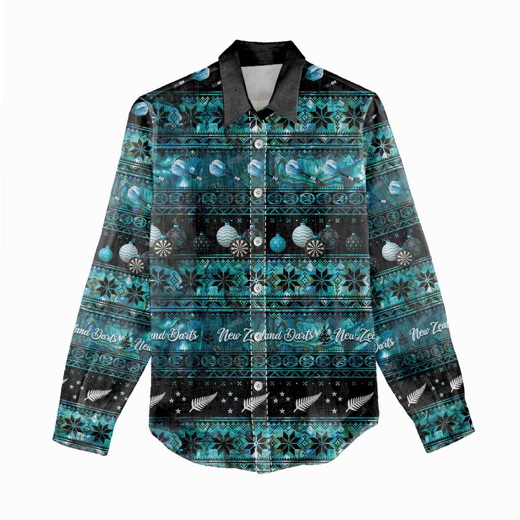 New Zealand Darts Christmas Women Casual Shirt Merry Xmas Aotearoa Maori Paua Shell - Polynesian Pride