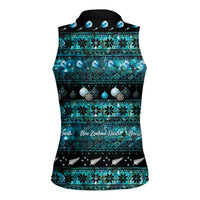 New Zealand Darts Christmas Women Sleeveless Polo Shirt Merry Xmas Aotearoa Maori Paua Shell LT14 - Polynesian Pride