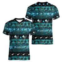 New Zealand Darts Christmas Women V-Neck T-Shirt Merry Xmas Aotearoa Maori Paua Shell LT14 - Polynesian Pride
