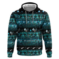 New Zealand Darts Christmas Zip Hoodie Merry Xmas Aotearoa Maori Paua Shell LT14 Pullover Hoodie Cyan - Polynesian Pride