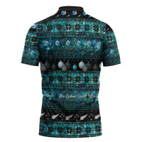 New Zealand Darts Christmas Zipper Polo Shirt Merry Xmas Aotearoa Maori Paua Shell LT14 - Polynesian Pride