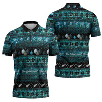 New Zealand Darts Christmas Zipper Polo Shirt Merry Xmas Aotearoa Maori Paua Shell LT14 - Polynesian Pride