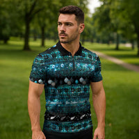 New Zealand Darts Christmas Zipper Polo Shirt Merry Xmas Aotearoa Maori Paua Shell LT14 - Polynesian Pride