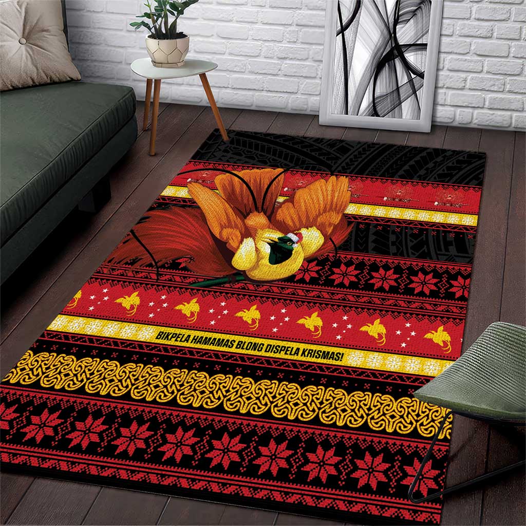 Papua New Guinea Christmas Area Rug Bikpela hamamas blong dispela Krismas LT14 Red - Polynesian Pride