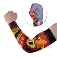 Papua New Guinea Christmas Arm Sleeves Bikpela hamamas blong dispela Krismas LT14 Set of 2 Red - Polynesian Pride