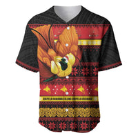 Papua New Guinea Christmas Baseball Jersey Bikpela hamamas blong dispela Krismas LT14 Red - Polynesian Pride
