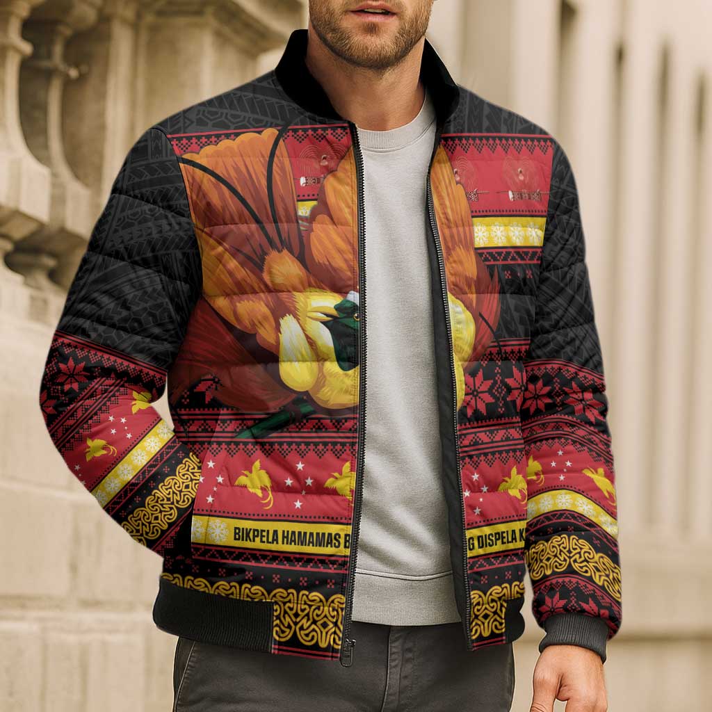 Papua New Guinea Christmas Bomber Puffer Jacket Bikpela hamamas blong dispela Krismas - Polynesian Pride