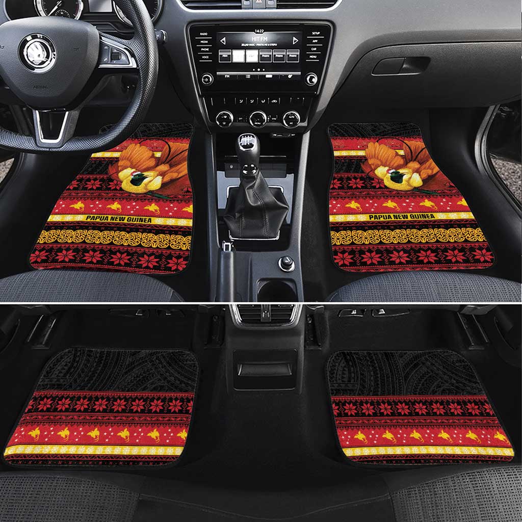 Papua New Guinea Christmas Car Mats Bikpela hamamas blong dispela Krismas LT14 Set 4pcs Red - Polynesian Pride
