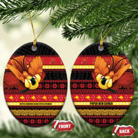 Papua New Guinea Christmas Ceramic Ornament Bikpela hamamas blong dispela Krismas LT14 Oval Red - Polynesian Pride