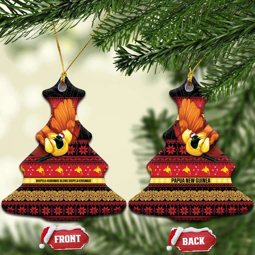 Papua New Guinea Christmas Ceramic Ornament Bikpela hamamas blong dispela Krismas LT14 Christmas Tree Red - Polynesian Pride