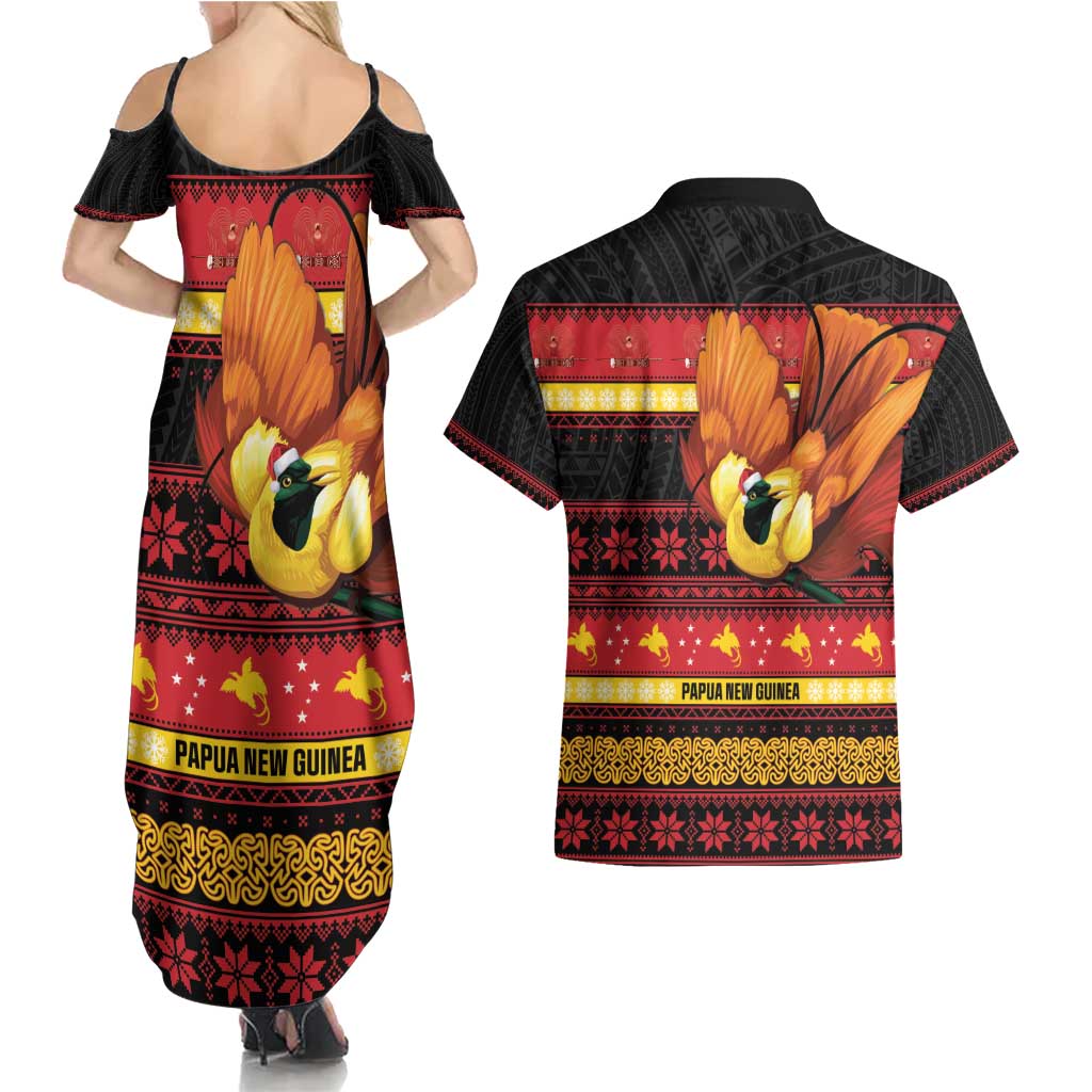 Papua New Guinea Christmas Couples Matching Summer Maxi Dress and Hawaiian Shirt Bikpela hamamas blong dispela Krismas - Polynesian Pride
