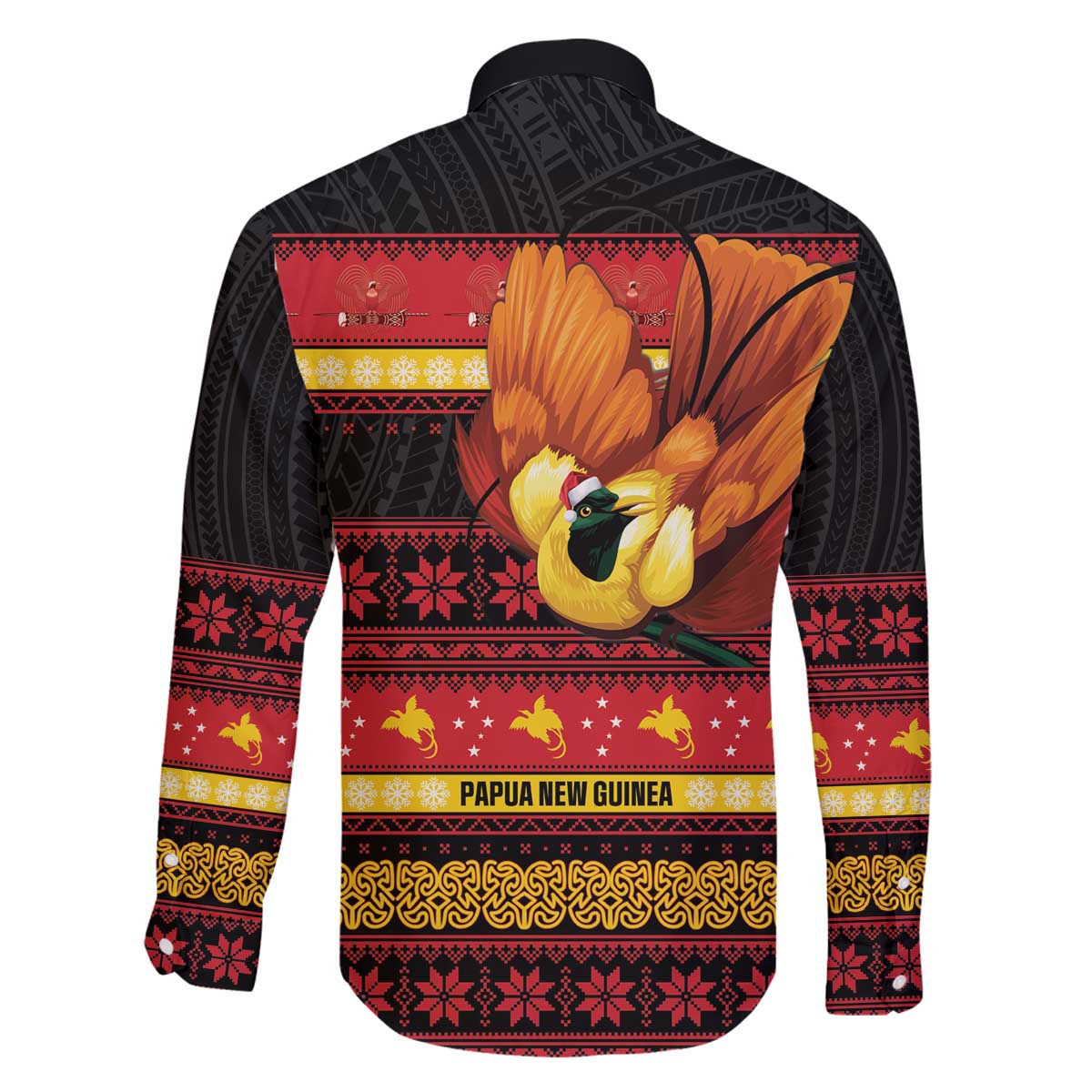 Papua New Guinea Christmas Family Matching Off The Shoulder Long Sleeve Dress and Hawaiian Shirt Bikpela hamamas blong dispela Krismas - Polynesian Pride