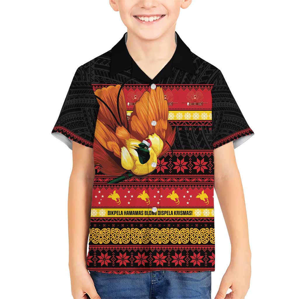 Papua New Guinea Christmas Family Matching Short Sleeve Bodycon Dress and Hawaiian Shirt Bikpela hamamas blong dispela Krismas - Polynesian Pride