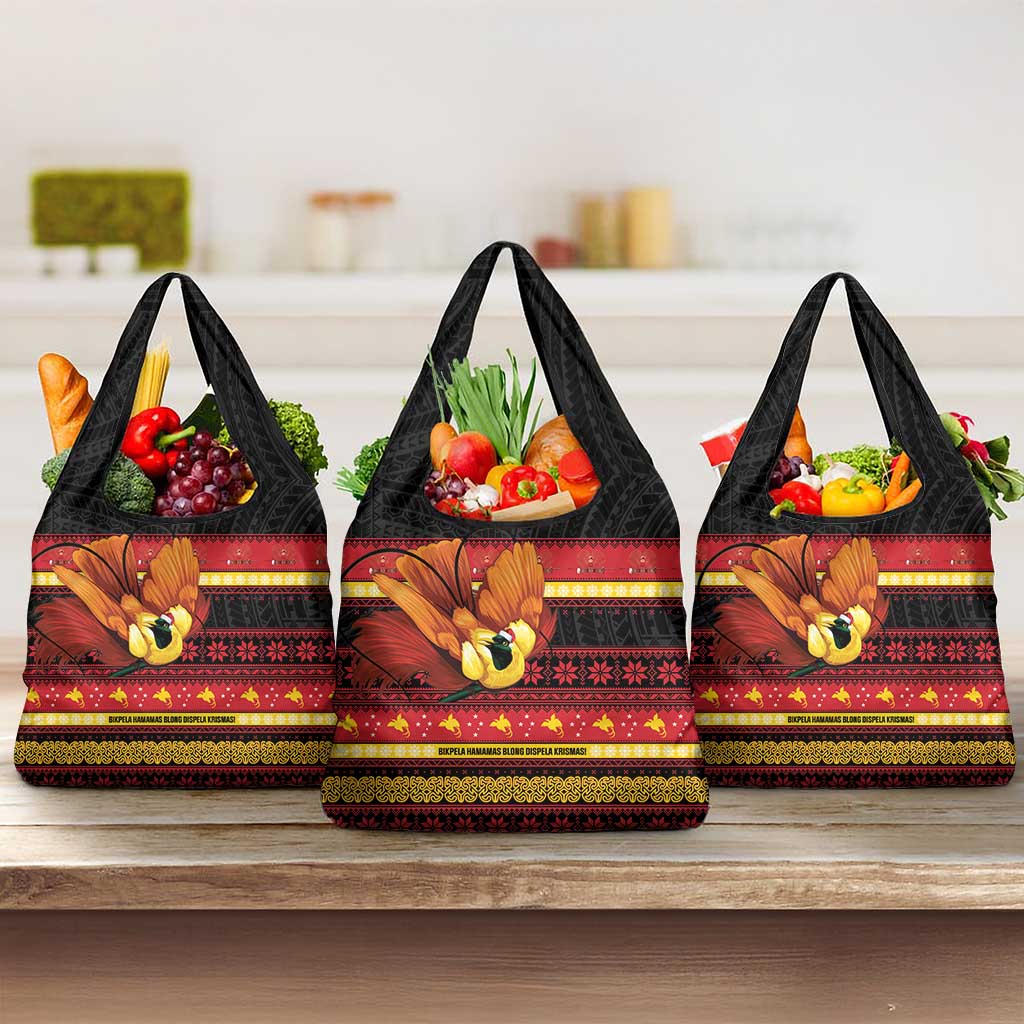 Papua New Guinea Christmas Grocery Bag Bikpela hamamas blong dispela Krismas LT14 3-pack One Size Red - Polynesian Pride