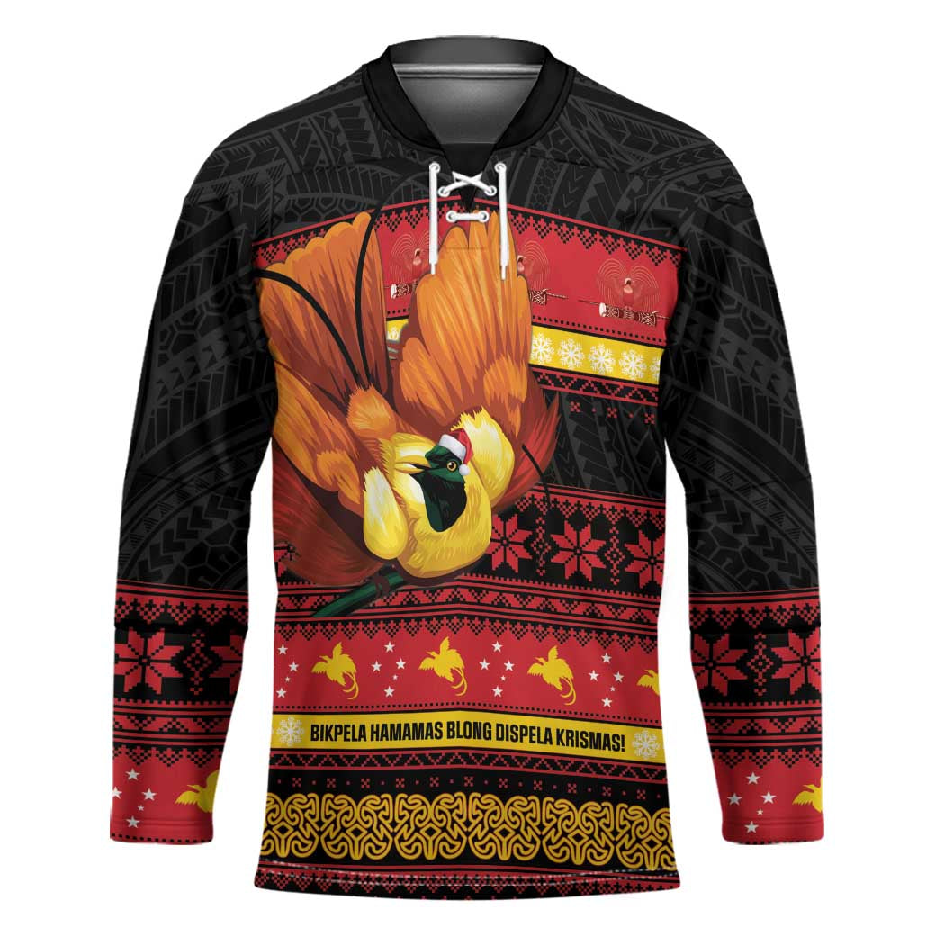 Papua New Guinea Christmas Hockey Jersey Bikpela hamamas blong dispela Krismas LT14 Unisex Red - Polynesian Pride