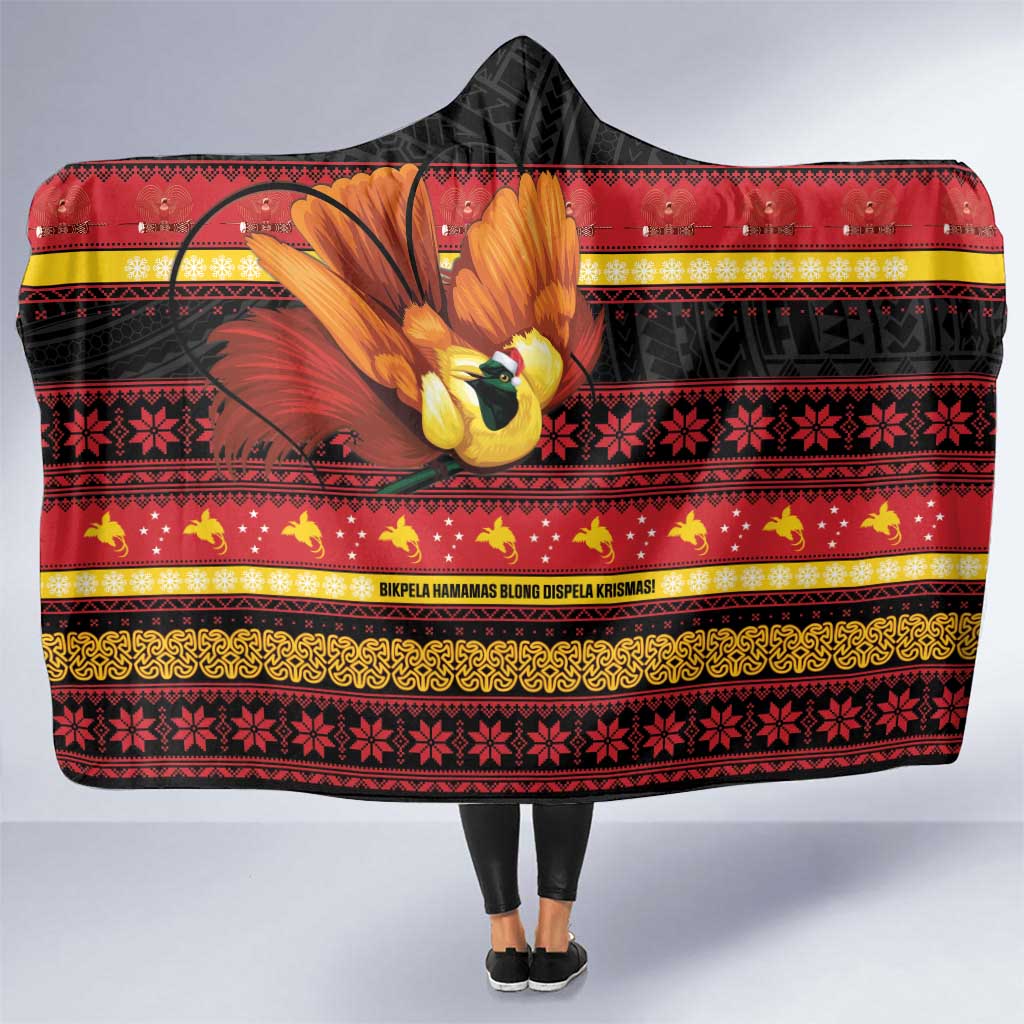 Papua New Guinea Christmas Hooded Blanket Bikpela hamamas blong dispela Krismas LT14 One Size Red - Polynesian Pride