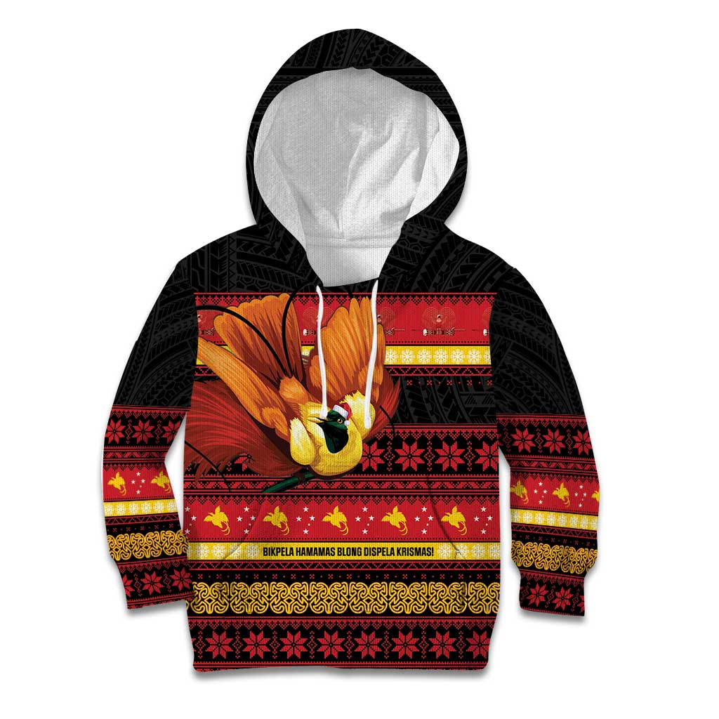 Papua New Guinea Christmas Kid Hoodie Bikpela hamamas blong dispela Krismas LT14 Hoodie Red - Polynesian Pride