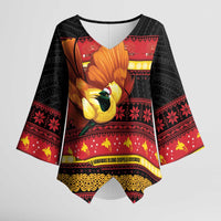 Papua New Guinea Christmas Kimono Sleeve Blouse Bikpela hamamas blong dispela Krismas LT14 Female Red - Polynesian Pride