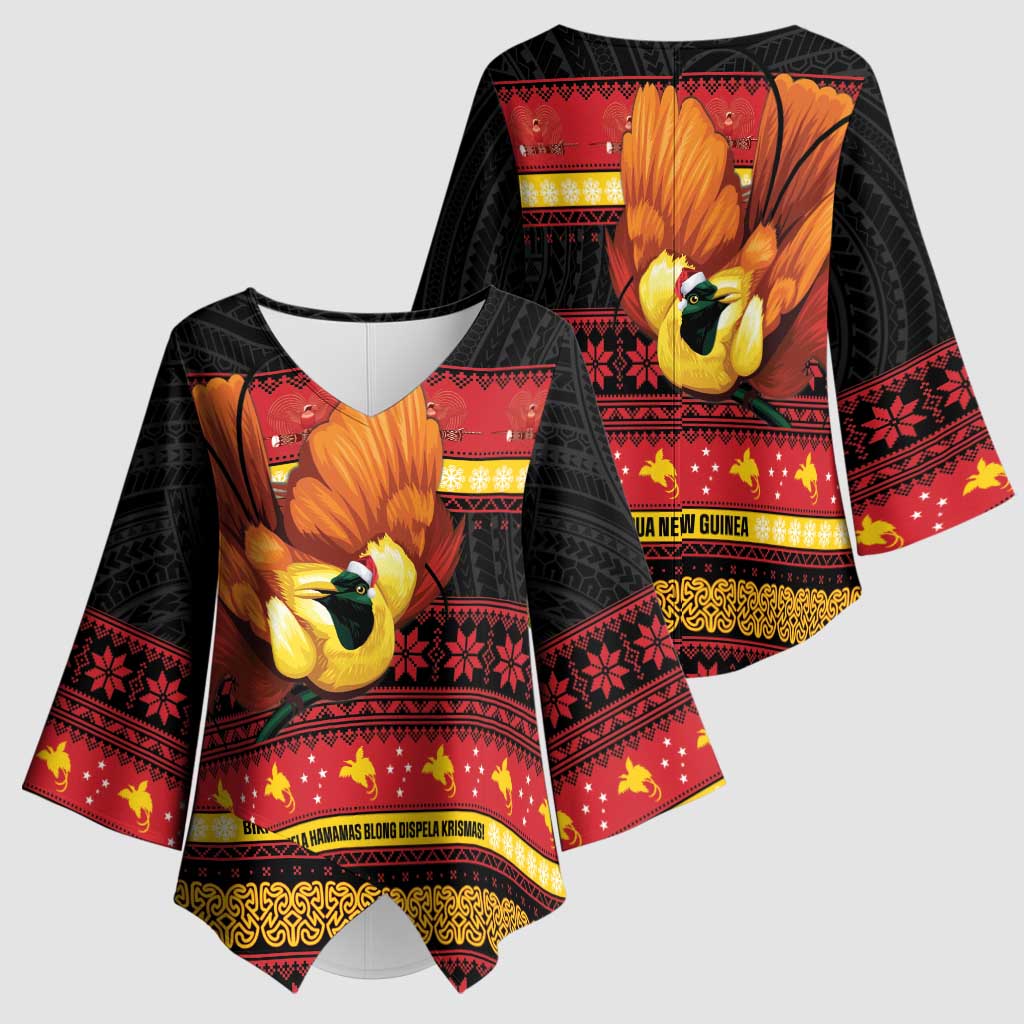 Papua New Guinea Christmas Kimono Sleeve Blouse Bikpela hamamas blong dispela Krismas LT14 - Polynesian Pride