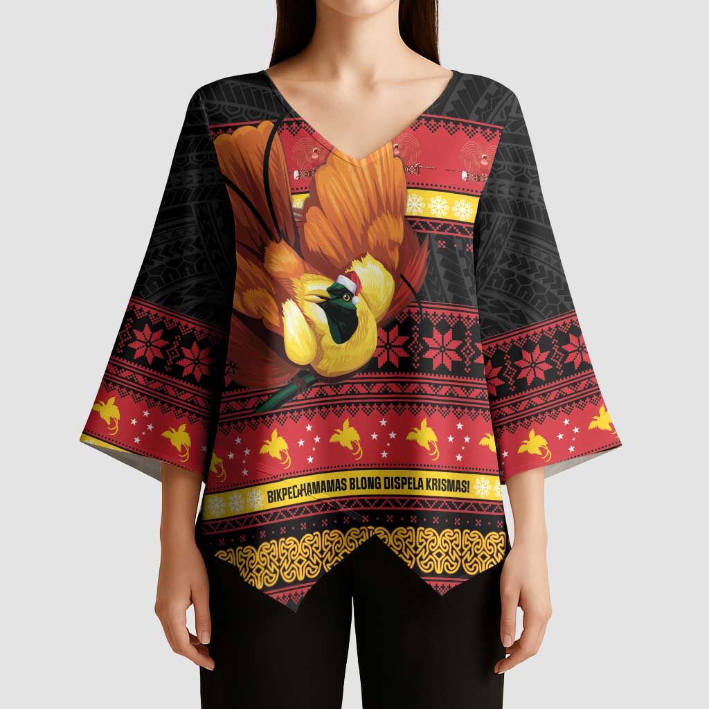 Papua New Guinea Christmas Kimono Sleeve Blouse Bikpela hamamas blong dispela Krismas LT14 - Polynesian Pride