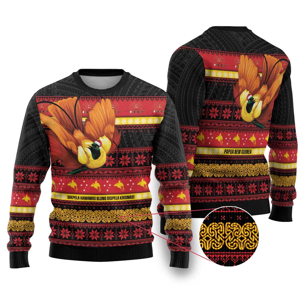 Papua New Guinea Christmas Ugly Christmas Sweater Bikpela hamamas blong dispela Krismas LT14 Red - Polynesian Pride
