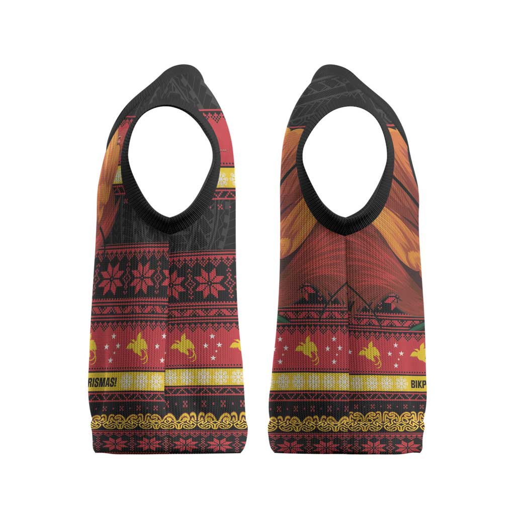 Papua New Guinea Christmas Knitted V-Neck Vest Bikpela hamamas blong dispela Krismas LT14 - Polynesian Pride
