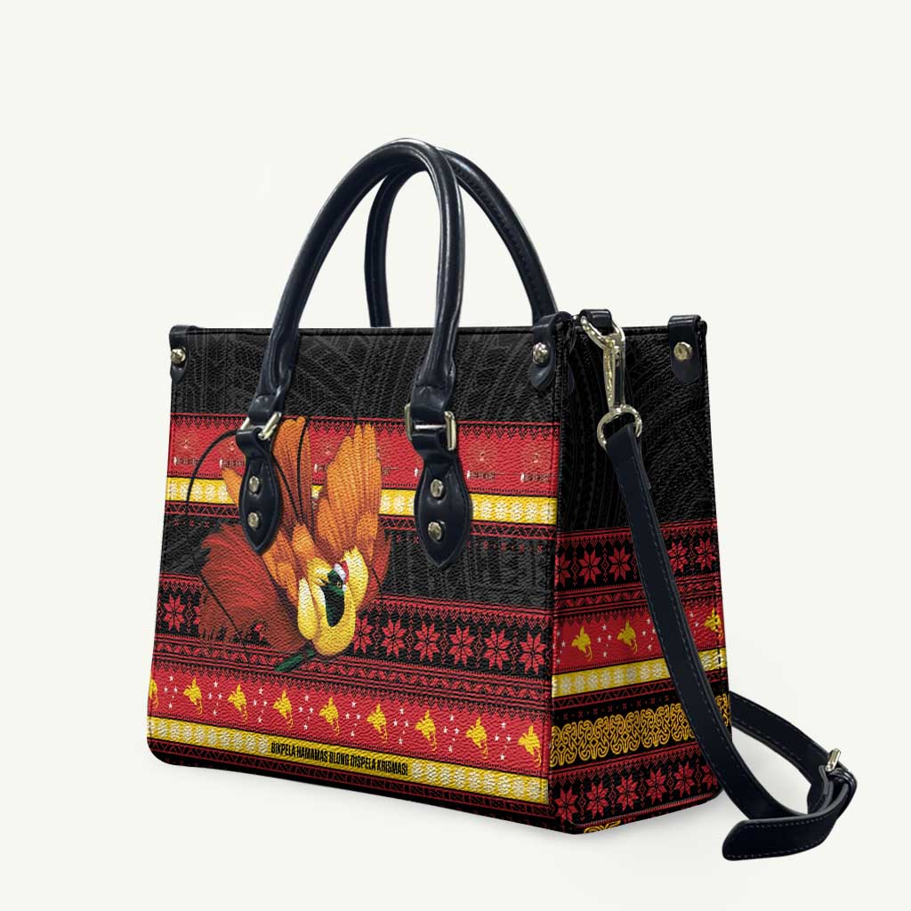 Papua New Guinea Christmas Leather Bag Bikpela hamamas blong dispela Krismas LT14 Red - Polynesian Pride