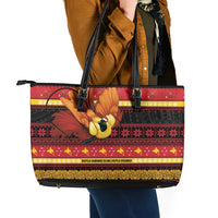 Papua New Guinea Christmas Leather Tote Bag Bikpela hamamas blong dispela Krismas LT14 - Polynesian Pride