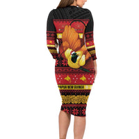 Papua New Guinea Christmas Long Sleeve Bodycon Dress Bikpela hamamas blong dispela Krismas LT14 - Polynesian Pride