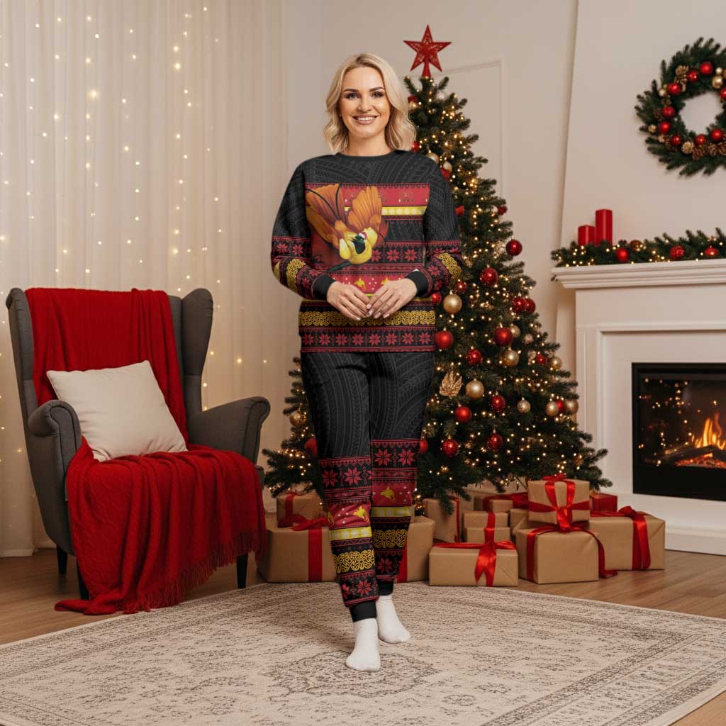 Papua New Guinea Christmas Pajama Set Bikpela hamamas blong dispela Krismas LT14 Women Red - Polynesian Pride