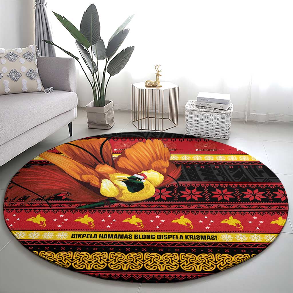 Papua New Guinea Christmas Round Carpet Bikpela hamamas blong dispela Krismas LT14 - Polynesian Pride