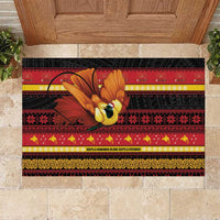 Papua New Guinea Christmas Rubber Doormat Bikpela hamamas blong dispela Krismas LT14 Red - Polynesian Pride