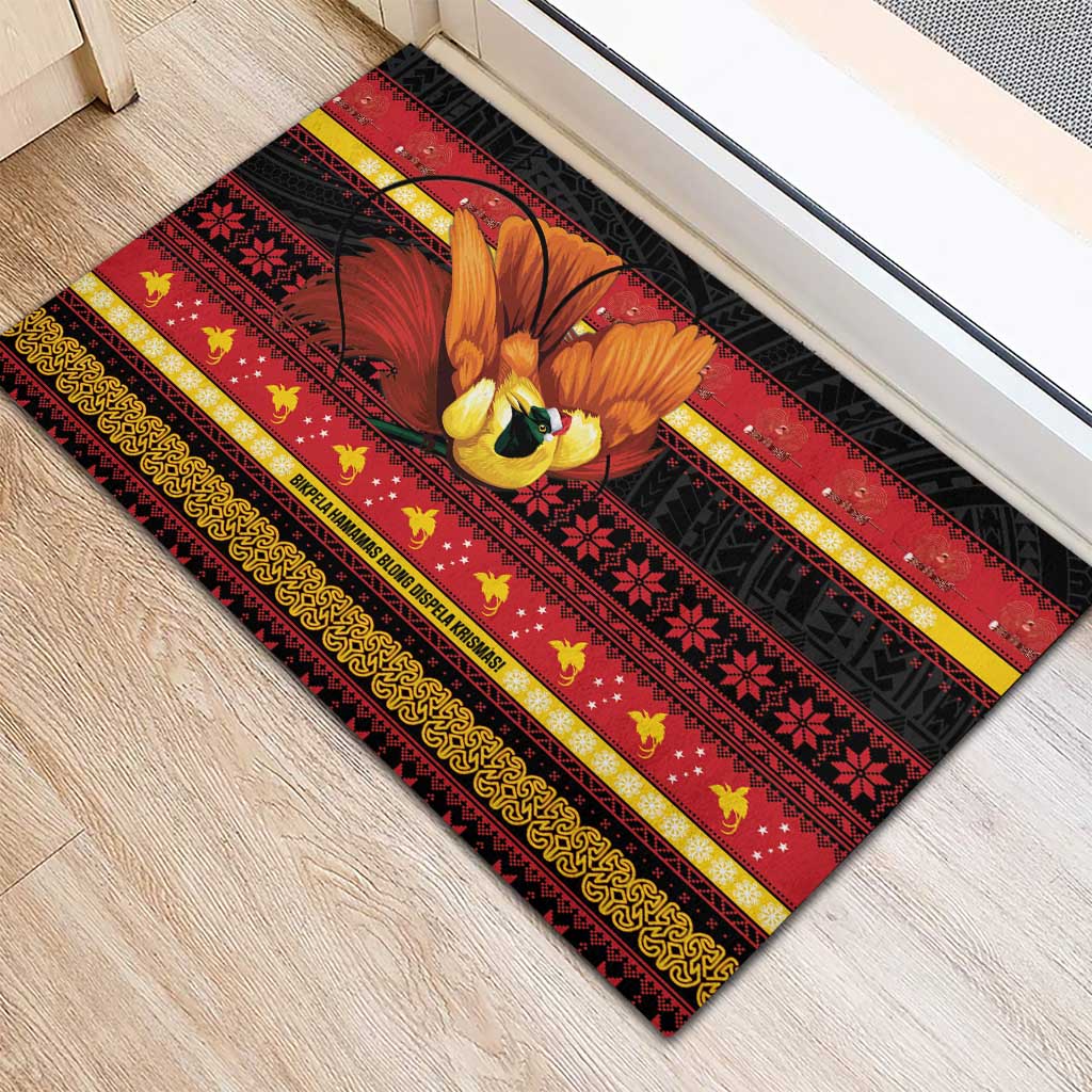 Papua New Guinea Christmas Rubber Doormat Bikpela hamamas blong dispela Krismas LT14 - Polynesian Pride