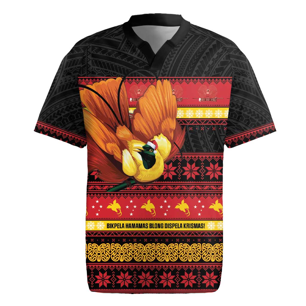 Papua New Guinea Christmas Rugby Jersey Bikpela hamamas blong dispela Krismas LT14 Red - Polynesian Pride