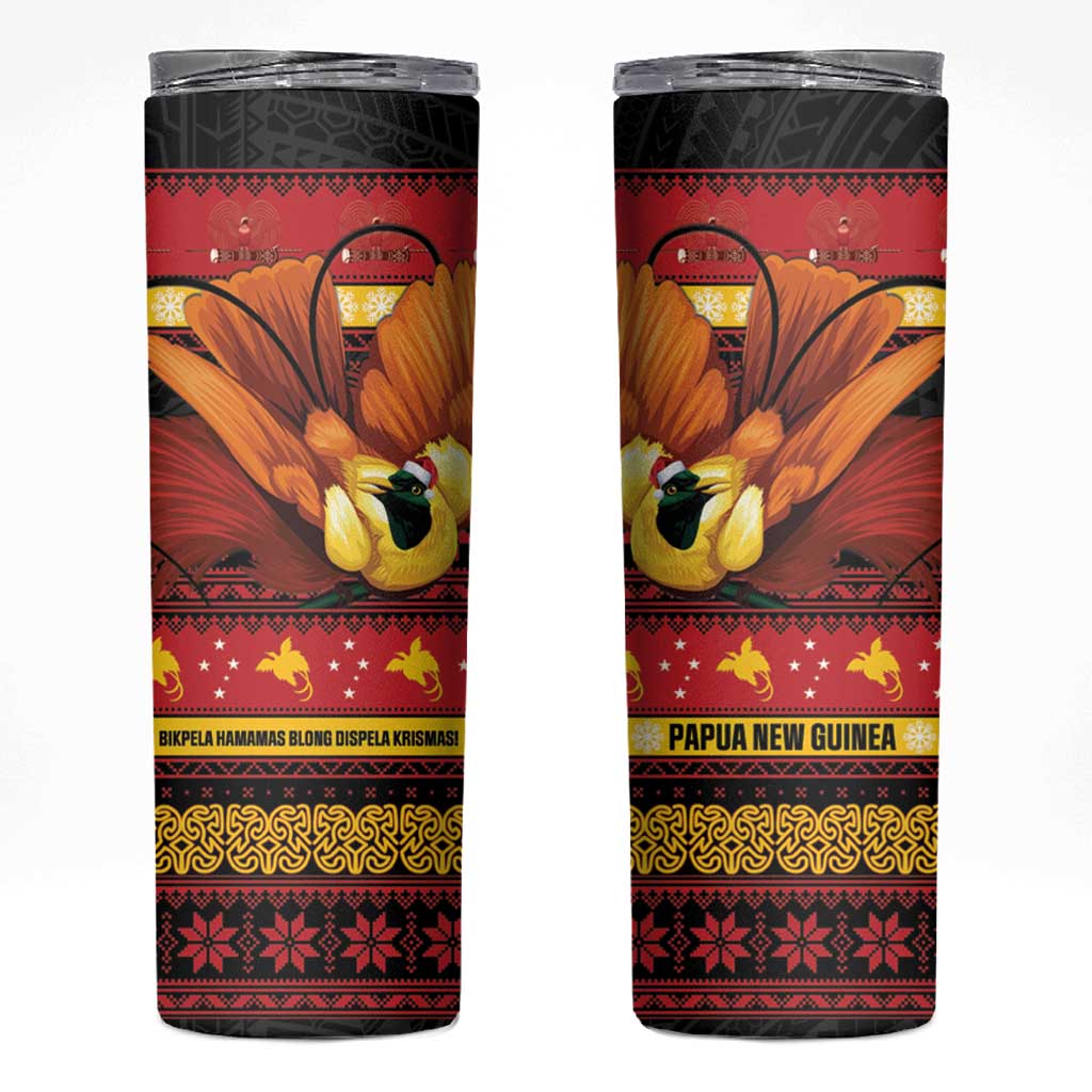 Papua New Guinea Christmas Skinny Tumbler Bikpela hamamas blong dispela Krismas LT14 Red - Polynesian Pride