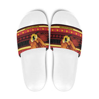 Papua New Guinea Christmas Slide Sandals Bikpela hamamas blong dispela Krismas LT14 Red - Polynesian Pride