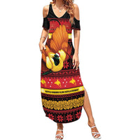 Papua New Guinea Christmas Summer Maxi Dress Bikpela hamamas blong dispela Krismas LT14 Women Red - Polynesian Pride