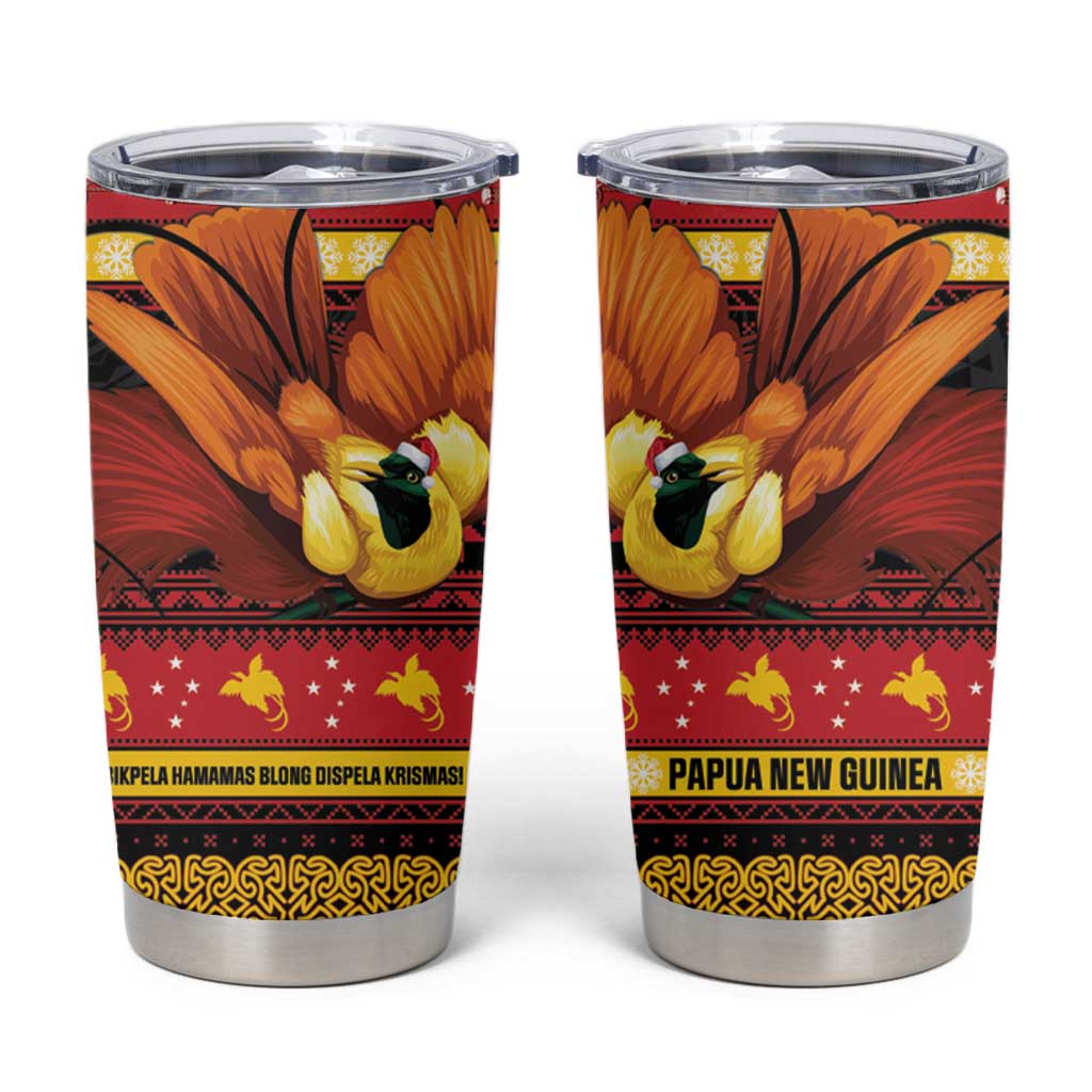 Papua New Guinea Christmas Tumbler Cup Bikpela hamamas blong dispela Krismas LT14 Red - Polynesian Pride
