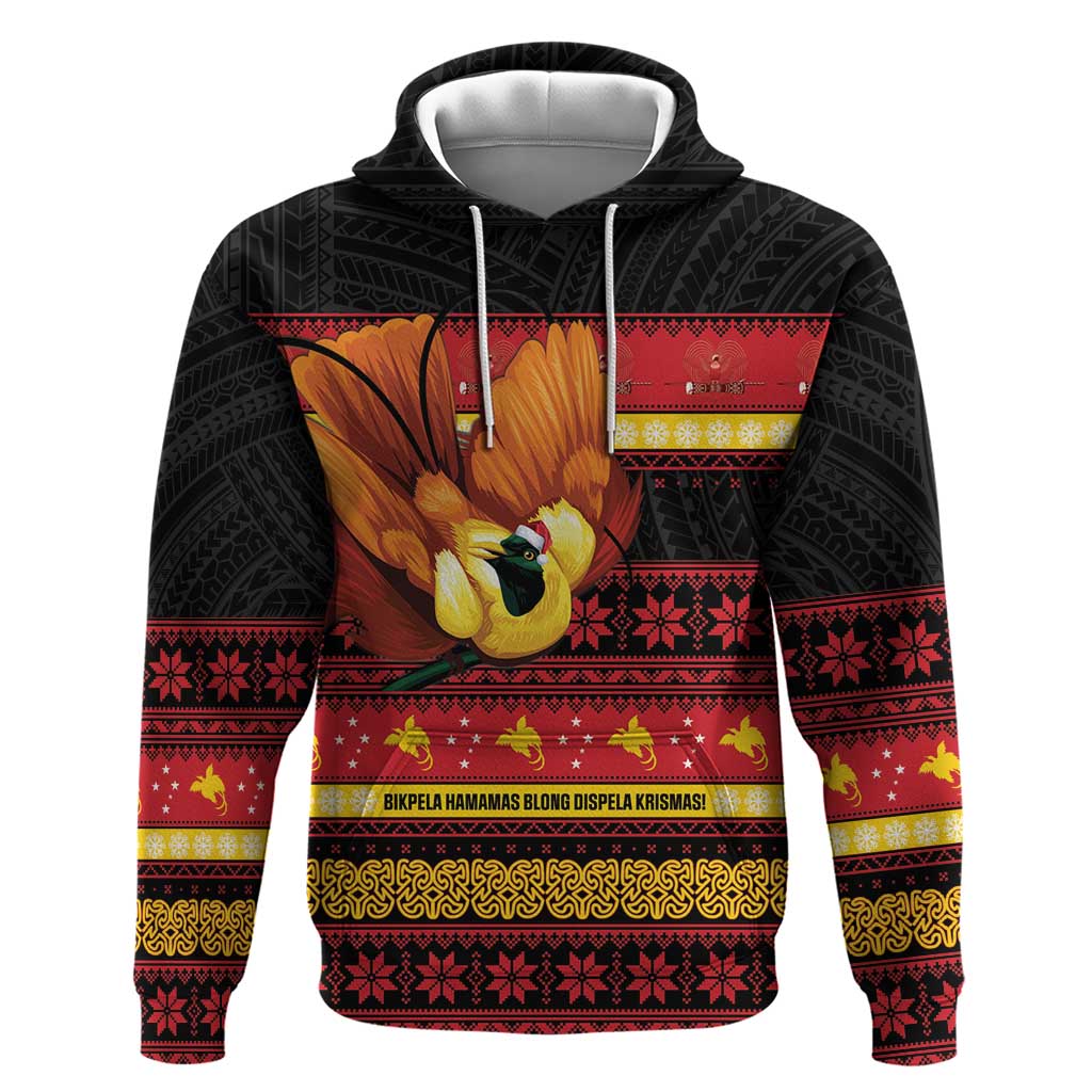 Papua New Guinea Christmas Zip Hoodie Bikpela hamamas blong dispela Krismas LT14 Pullover Hoodie Red - Polynesian Pride