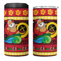 Vanuatu Christmas 4 in 1 Can Cooler Tumbler Joyeux Noel Surfing Santa With Boar Tusk LT14 One Size: 16 oz Red - Polynesian Pride